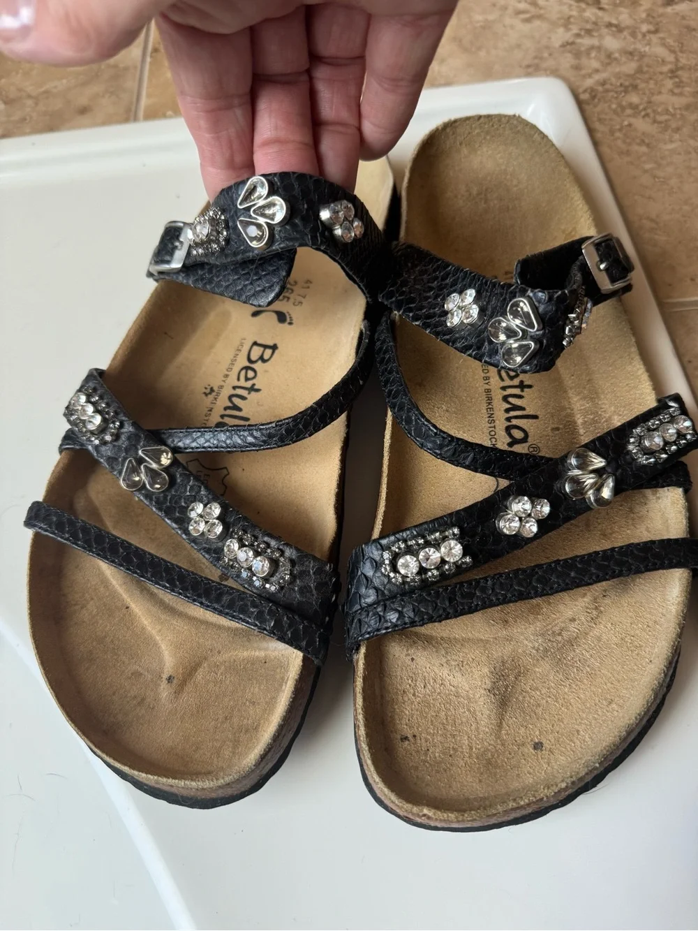 Betula Black Reptile-Texture Adjustable Sandal - Licensed by Birkenstock - Picture 8 of 11